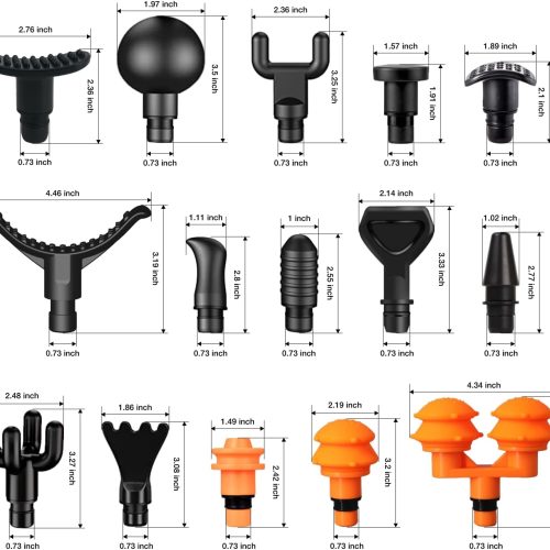 Massage Gun Attachments 15 PCS – Versatile Deep Tissue Heads