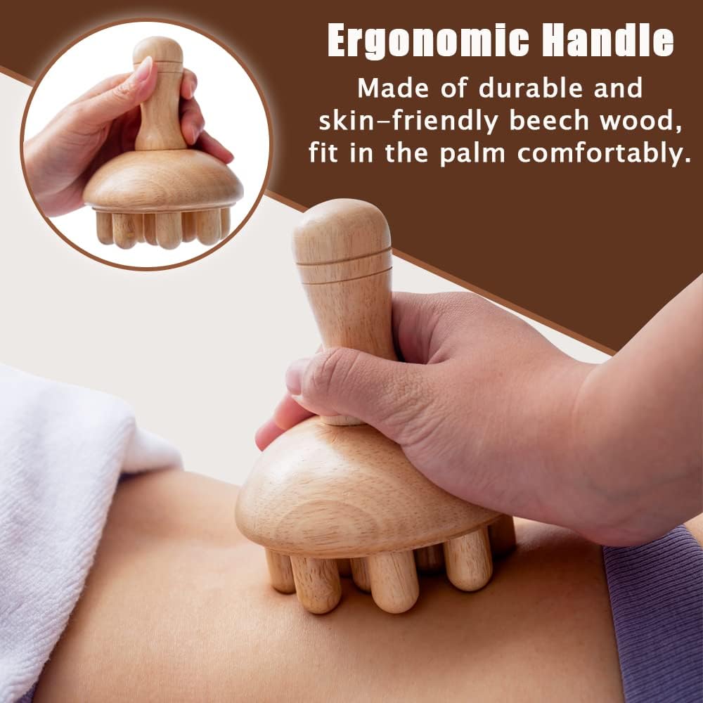 Wooden Mushroom Massager for Muscle Relief & Drainage