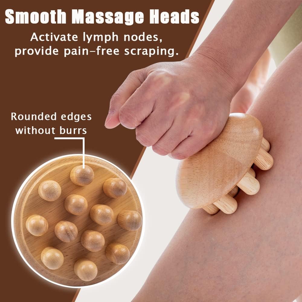 Wooden Mushroom Massager for Muscle Relief & Drainage