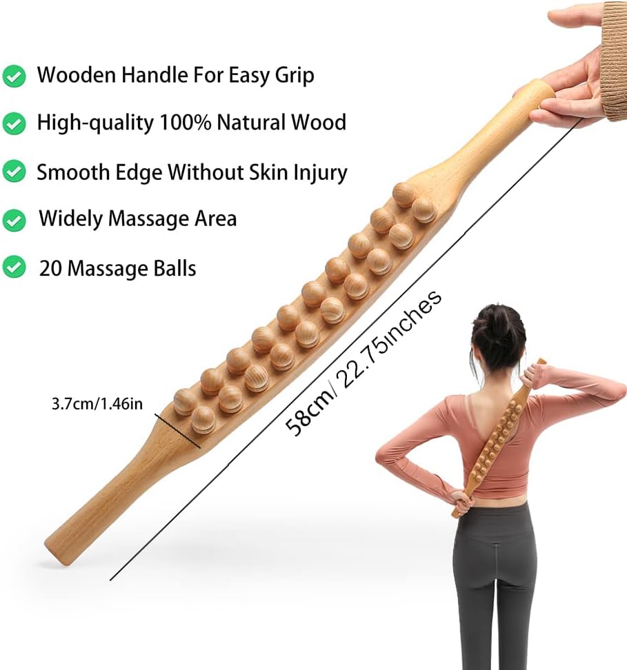 Double Row Gua Sha Wood Therapy Massage Tools