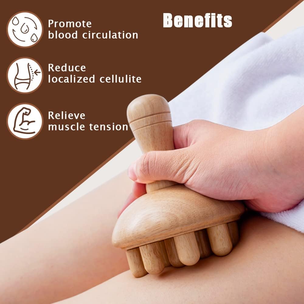 Wooden Mushroom Massager for Muscle Relief & Drainage